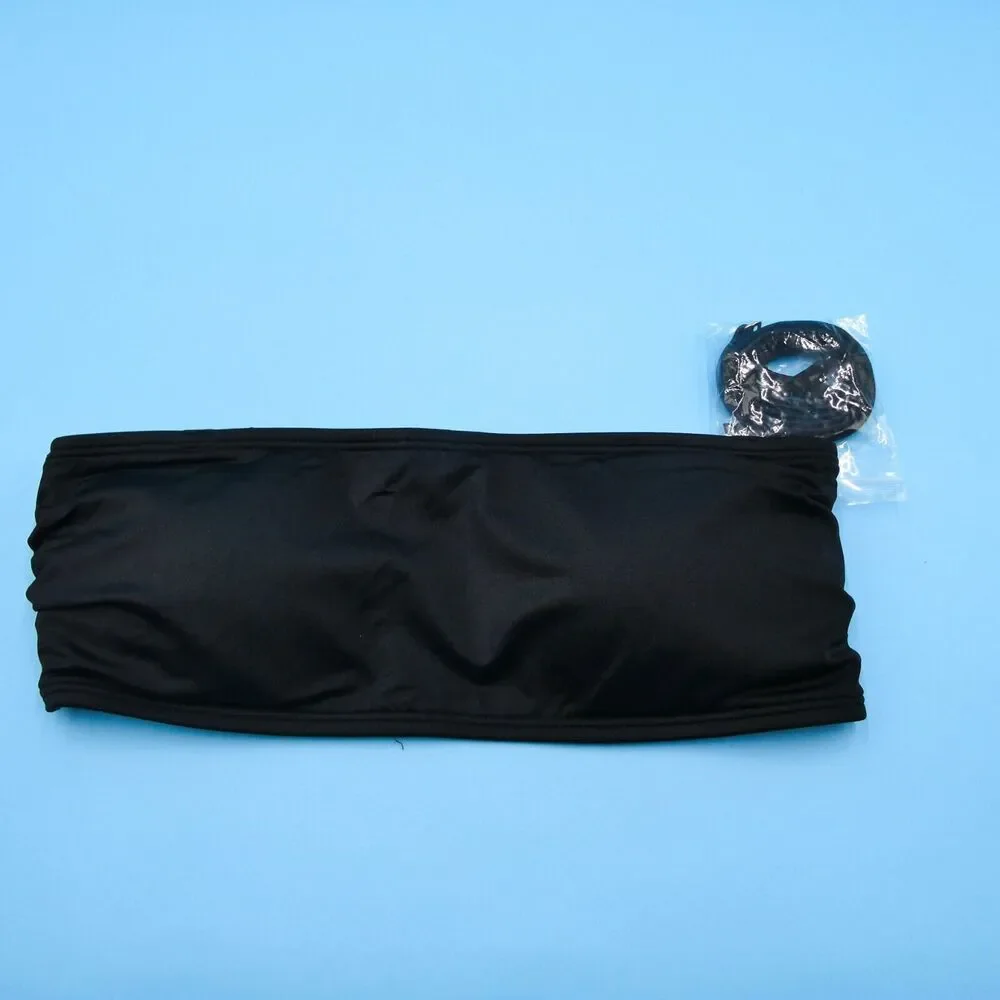 Victorias Secret Medium Black Bikini Top Padded Bandeau Strapless Swimwear Beach